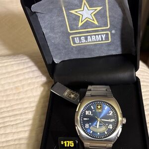 U.S. Army Silver Watch with Blue Dial